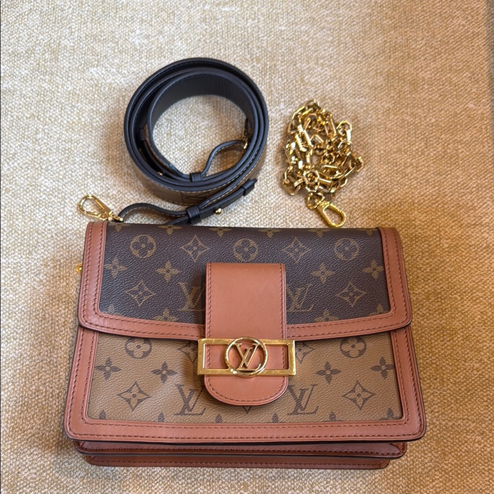 Louis Vuitton Dauphin MM Monogram Crossbody Bag w/ shorter gold strap